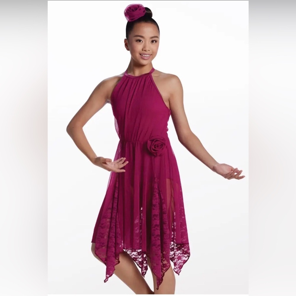 Weissman Magenta Asymmetrical Dance Dress